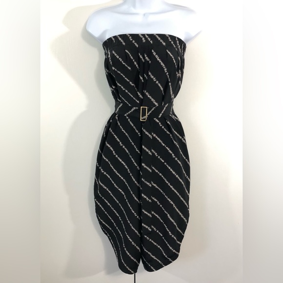 BCBGMaxAzria Black Silk Strapless Midi Jumpsuit. Sz S - Picture 2 of 16